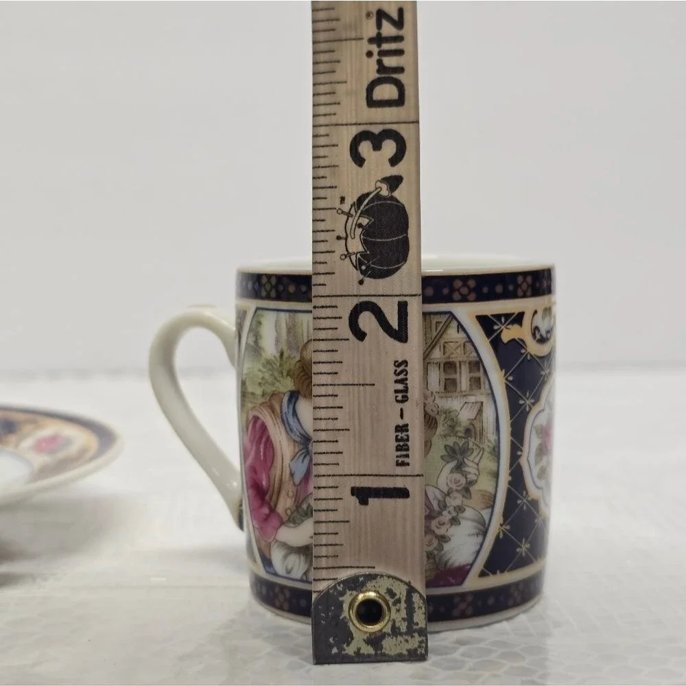 Tiger Yedi Japan Victorian Romantic Couple Espresso Cup & Saucer Vintage